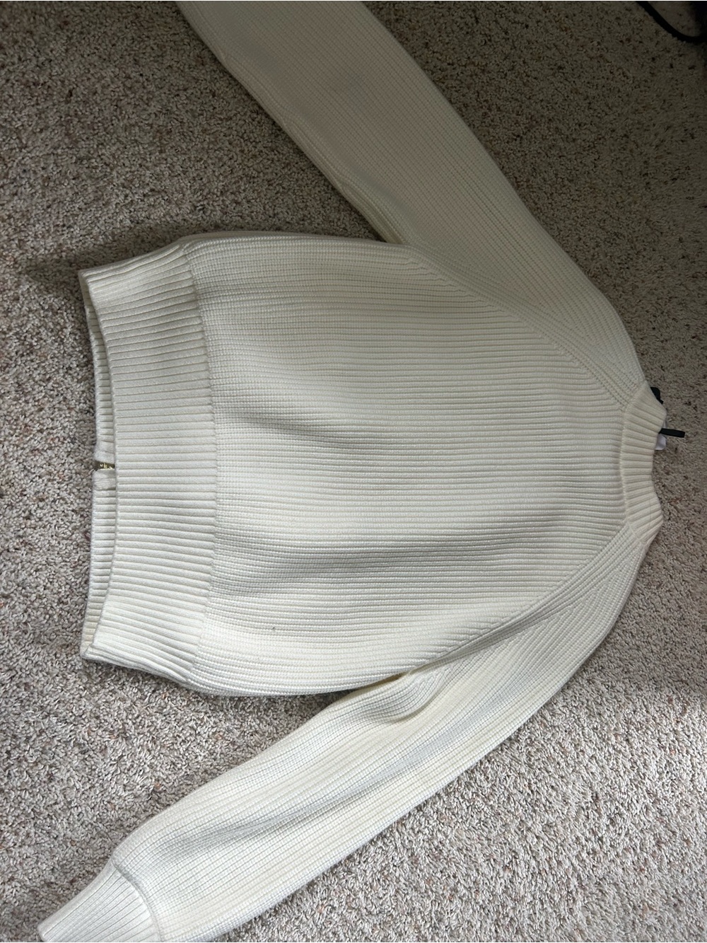 Varley Ivory Ribbed Zip-Up Sweater Jacket - Picture 5 of 6
